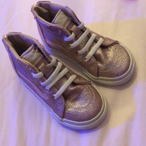 Vans high tops. Pink glitter